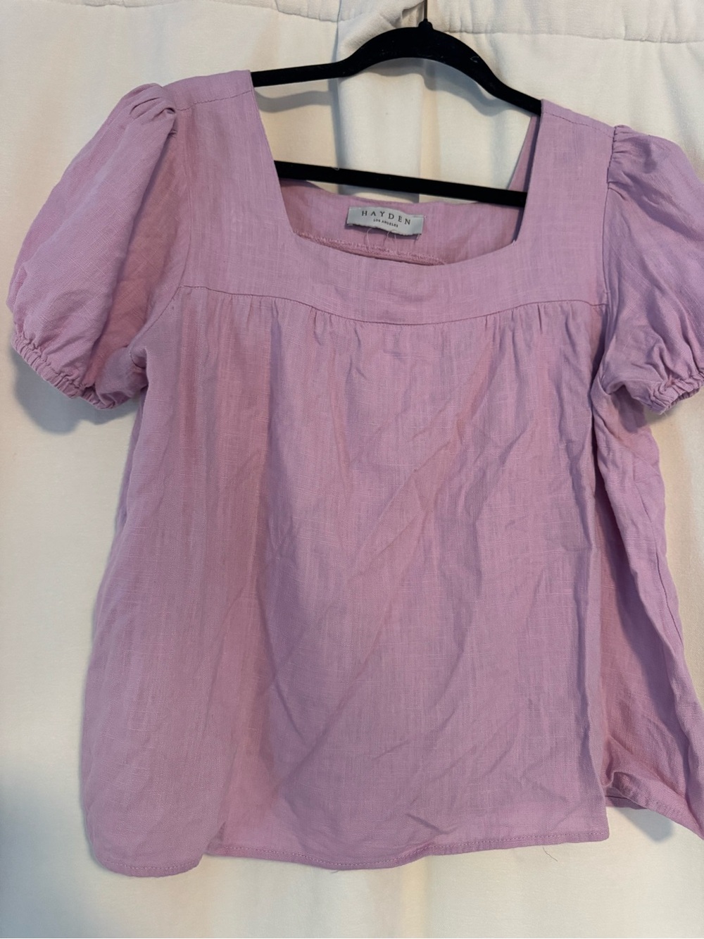 Hayden Lilac Puff Sleeve Square Neck Blouse
